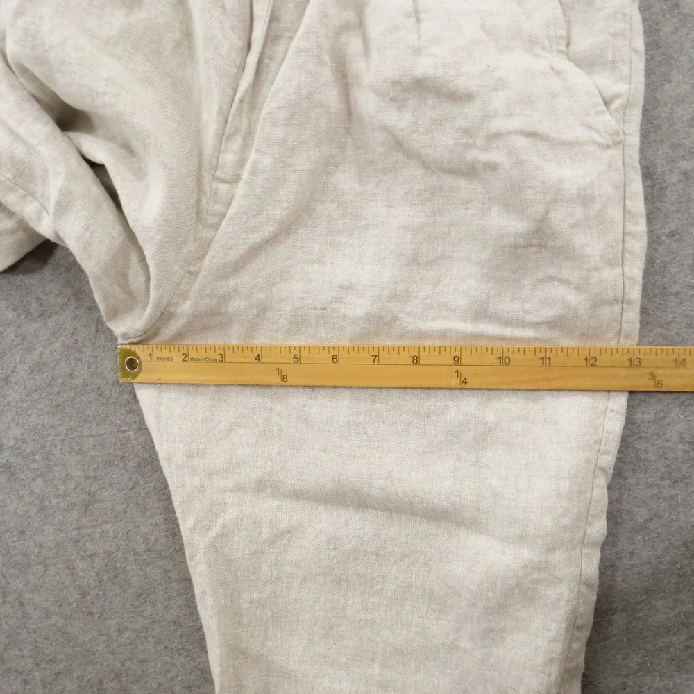 Reformation Womens Pants 8 Beige 100% Linen Wide Leg Pleated High Rise Chambray